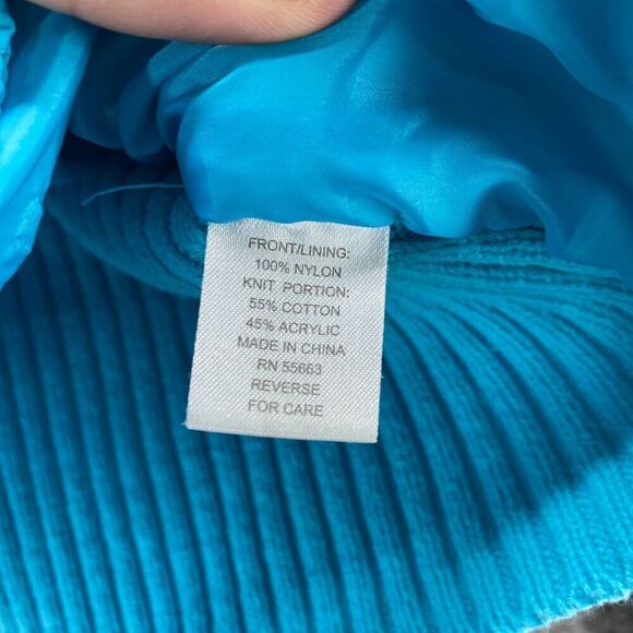 For Cynthia Quilted Jacket Women PL Petite Blue Full Zip High Neck Long Sleeve - Picture 6 of 9